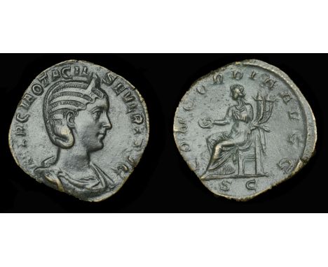 Roman Imperial Coinage, Otacilia Severa, Sestertius, Rome, 244-9, diademed and draped bust right, rev. Concordia seated left,