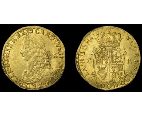 Charles II (1660-1685), Second issue, Unite, mm. crown on obv. only, 8.96g/11h (Schneider II, O7/R6; same dies as SCBI Schnei
