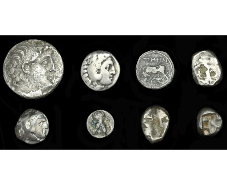 Greek Coinages, ACHÆMENID KINGS OF PERSIA, Anonymous, Siglos, 4th cent. BC, king kneeling right, holding bow and dagger, rev.