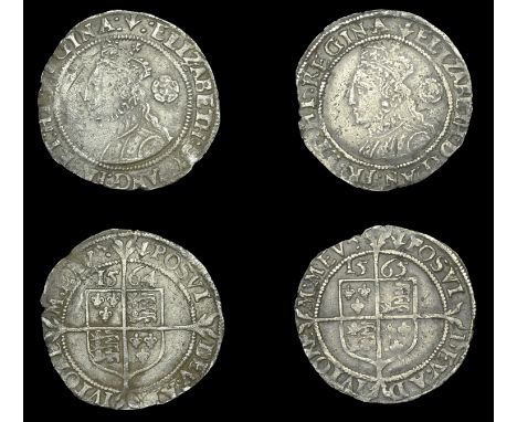 Elizabeth I (1558-1603), Third issue, Threepences (2), 1564, mm. pheon, bust 3F, medium flan, Tudor rose, reads : elizabeth d