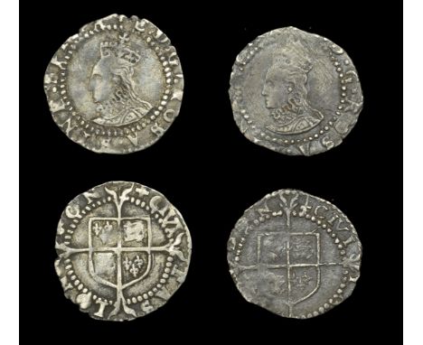 Elizabeth I (1558-1603), Fifth issue, Pennies (2), mm. Greek cross, bust 5B, beaded inner circles, reads e d g rosa sine spin