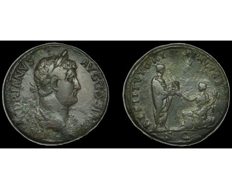 Roman Imperial Coinage, Hadrian, Sestertius, Rome, 130-8, laureate and draped bust right, rev. Emperor standing left, raising