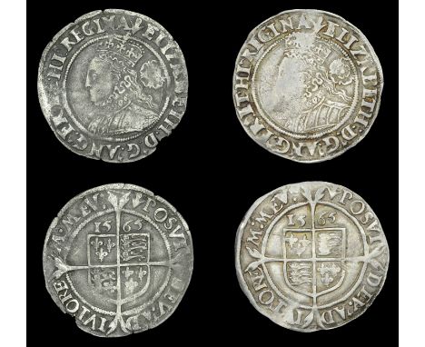 Elizabeth I (1558-1603), Third issue, Sixpences (2), both 1565, mm. pheon, bust 3E, normal flan, Tudor rose, read elizabeth d