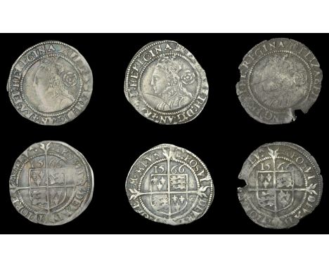 Elizabeth I (1558-1603), Third issue, Threepences (3), all 1566, mm. portcullis (over rose on rev.[?]), bust 3F, reads elizab