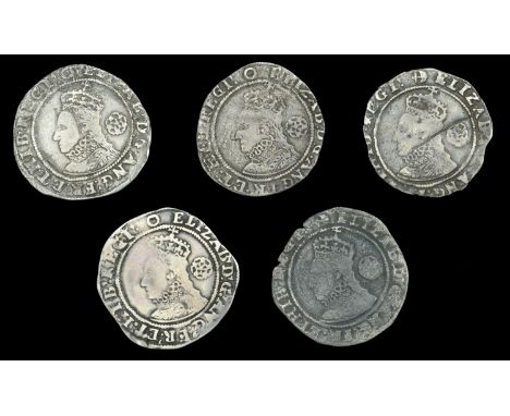 Elizabeth I (1558-1603), Sixth issue, Sixpences (5), 1600/1596 [?], both mm. anchor, 2,80g/9h, 2.65g/11h (BCW AN-2:AN-h), 160