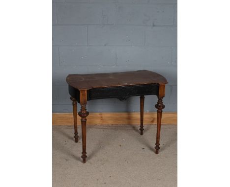 Victorian mahogany hall table, the shaped top above a single ebonised frieze drawer, raised on fluted tapering legs, 92cm wid