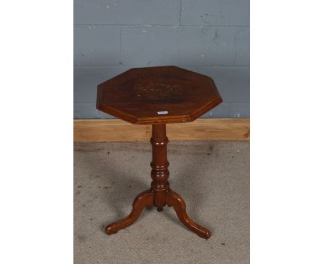 19th century oak wine table, Irish, the octagonal top reading "Made out of part of the oak used in constructing Saint Patrick