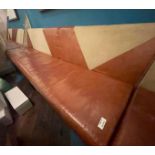 1 x Seating Bench with Tan Leather and Fabric Upholstery - Dimensions: H45/78 x W202 x D67 cms