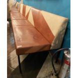 1 x Seating Bench with Tan Leather and Fabric Upholstery - Dimensions: H45/78 x W155 x D67 cms