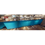 1 x Open Plan Commercial Kitchen Counter - Counter Only with a Stylish Ribbed Front in Blue