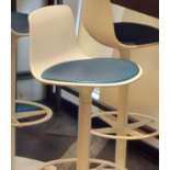 4 x Enea Lottus Swivel Bar Stools Finished in White with Blue Seat Pads and Foot Rests