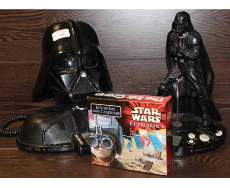 DARTH VADER NOVELTY TELEPHONE, ALARM CLOCK AND STAR WARS CALENDAR