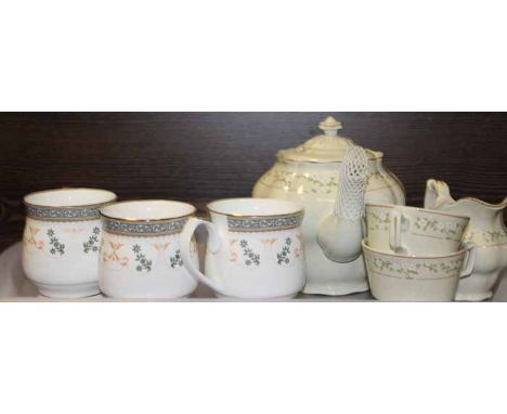 ROYAL DOULTON TEA SERVICE
comprising a teapot, sugar, cream, two cups, four saucers and four side plates; together with anoth