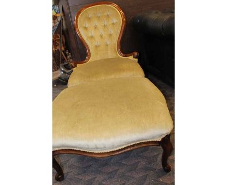VICTORIAN UPHOLSTERED NURSING CHAIR AND STOOL