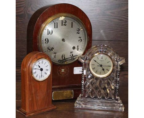 MAHOGANY MANTEL CLOCK AND TWO OTHER MANTEL CLOCKS