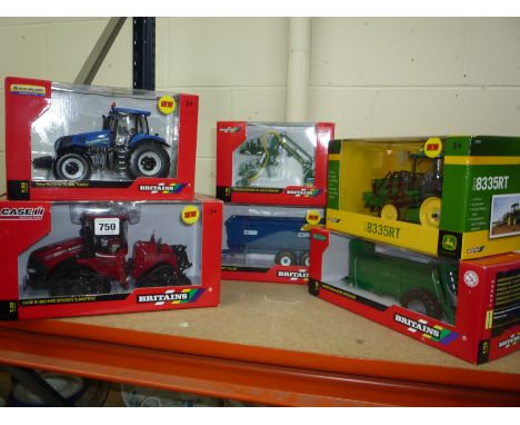 SIX BOXED BRITAINS DIECAST FARM MODELS, to include Case IH 600 and Steiger Quadtrac, No.42552, New Holland T8.390 tractor, No