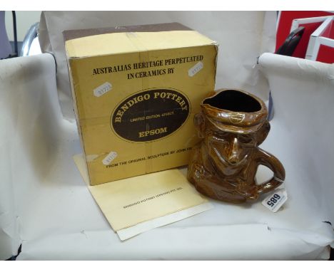 DON BRADMAN, BENDIGO POTTERY LIMITED EDITION SIR DONALD BRADMAN CARICATURE JUG, 933/300, with original box and certificate
