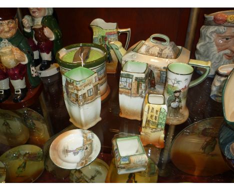 NINE PIECES OF ROYAL DOULTON 'DICKENS WARE', to include 'Little Nell' tobacco jar, 'Fagin' teapot, 'Mr Squeers' jug etc (9)