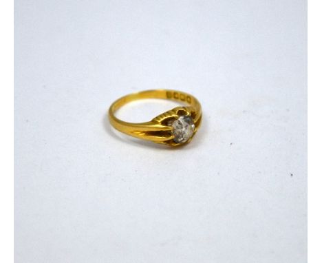 AN 18CT GOLD DIAMOND RING, the old cut diamond to the domed tapered shank, estimated diamond weight 0.84ct, I-J colour, SI2-P