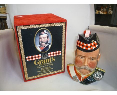 A BOXED GRANTS TWENTY FIVE YEAR OLD ROYAL DOULTON DECANTER, blended Scotch Whisky given to Grants Employees, 750ml, 43% vol