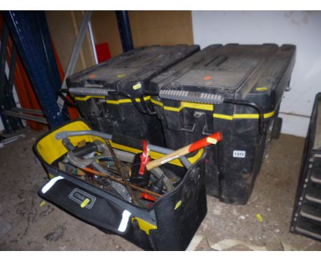 THREE STANLEY TOOL BOXES, with tools