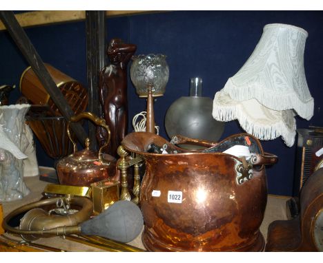 VARIOUS COPPER, BRASS, OIL LAMP, TABLE LAMPS, etc