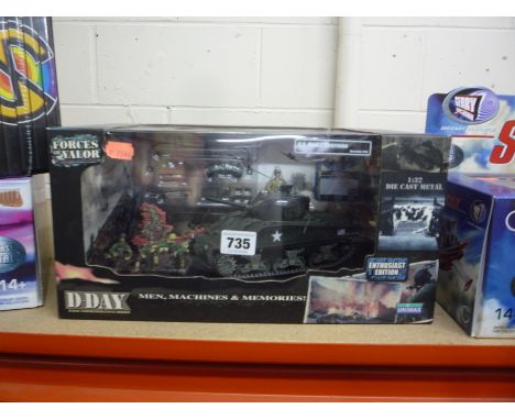 A BOXED UNIMAX 'FORCES OF VALOUR' U.S. M4A3 SHERMAN TANK, No.80235, 1:32 scale, from the D-Day Commemorative Series, (appears