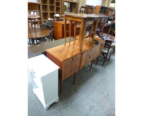 A MODERN NEST OF TABLES, painted hall unit, small sofa table and a mahogany sideboard (4)