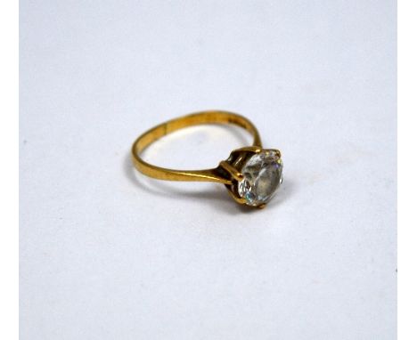 A CUBIC ZIRCONIA RING, ring size L 1/2