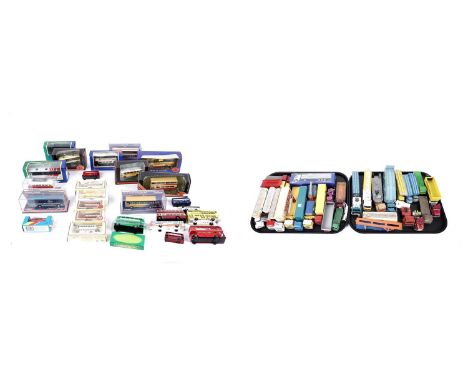 A collection of diecast model buses, most boxed, makers including: Corgi, Matchbox, Lledo, and others; together with a select