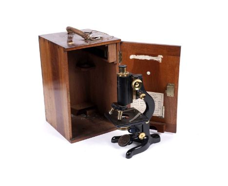 A ‘Service’ microscope, No. 65440, by W. Watson &amp; Sons Ltd, London, in matching W. Watsons &amp; Sons mahogany case, the 