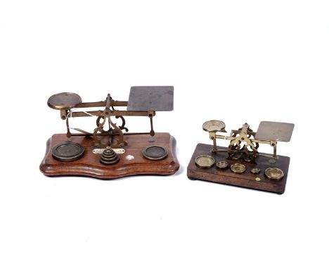An early 20th Century set of brass postage scales by S. Mordan &amp; Co, with rates of postage engraving, with graduated set 