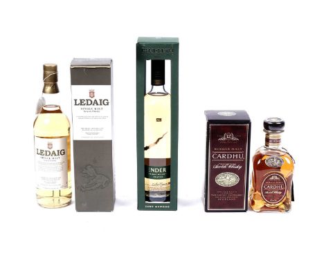 A bottle of Cardhu 12 Year Old Single Malt Whisky, 50cl, 40%, with swing tag and presentation box; a bottle of Penderyn Singl