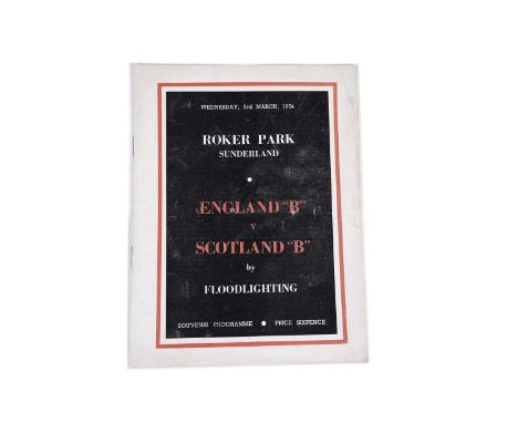 England 'B' vs. Scotland 'B' by floodlighting, 3rd March 1954 at Roker Park, Sunderland FC, which in the notes states is the 