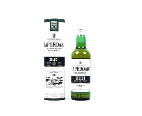 A bottle of Laphroaig Select Islay Single Malt Scotch Whisky, in presentation tube, 70cl, 40%.