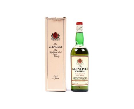 A bottle of Glenlivet 12 Year Old All Malt Scotch Whisky, in presentation box, 75.7cl, 70 proof.
