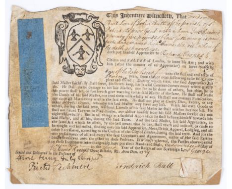 Indenture of a future Lord Mayor of London.- Apprentice Indenture of Frederick Bull to Richard Cooper, a salter, for a term o