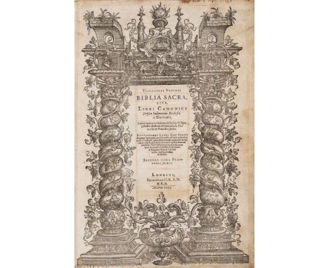 Bible, Latin.- Testamenti Veteris Biblia Sacra..., general title within ornate architectural border, New Testament and divisi