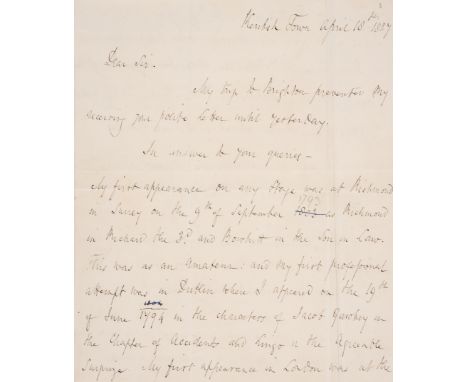 Theatre.- Mathews (Charles, theatre manager and comic actor, 1776-1835) Autograph Letter signed to George Daniel, 4pp., small