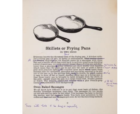 David (Elizabeth) Cooking with Le Creuset, first edition, with autograph corrections by the author, illustrations by Heather 