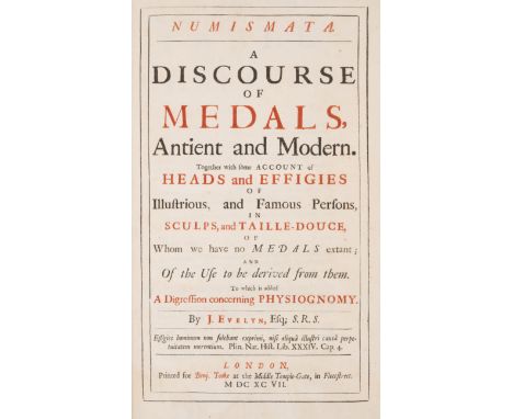 Medals.- Evelyn (John) Numismata. A Discourse of Medals, Antient and Modern, first edition, title in red and black, engraved 
