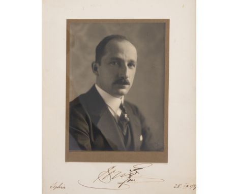 Bulgaria.- Boris III (King of Bulgaria, 1894-1943) Portrait photograph, signed on mount, framed and glazed in white metal wit