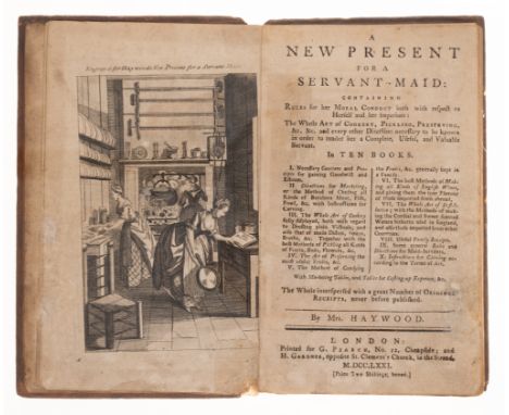 Haywood (Eliza) A New Present for a Servant-Maid...The Whole Art of Cookery, Pickling, Preserving &c., first edition, engrave