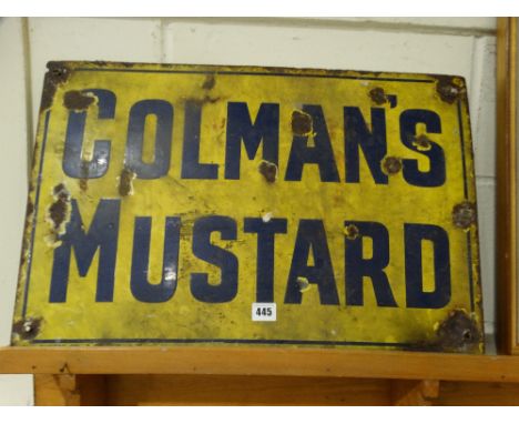     An Enamel Advertising Sign For "Colmans Mustard", 16" X 24"                    