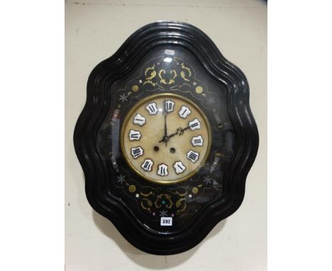     A French Wall Clock With Ebonized Frame &amp; Circular Enamel Dial &amp; Numerals 
