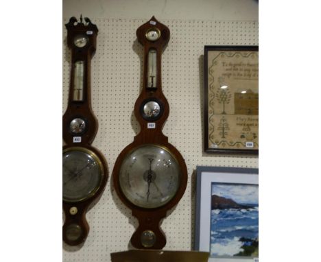     A 19thc Mahogany Wall Barometer With Onion Top                                  
