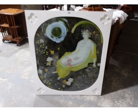 Graham Sutherland? A Mirror Panel With Female Figure Amongst Flowers, 34" X 28"