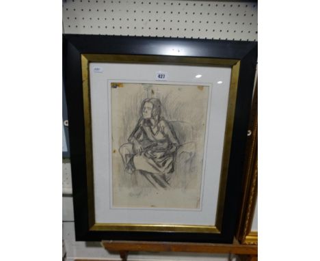     Leon Kossoff, Graphite, Portrait Study Of A Sitting Female, Signed &amp; Dated, 15" X 11"                                