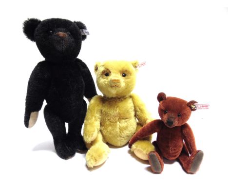 THREE STEIFF COLLECTOR'S TEDDY BEARS  comprising 'Teddy Bear 1908' (EAN 408564), black, limited edition 1626/3000, with certi