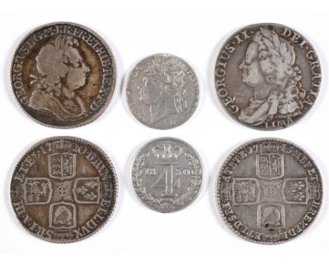 GREAT BRITAIN - ASSORTED  comprising a George I (1714-27), shilling, 1720, first laureate and draped bust, angles plain; Geor